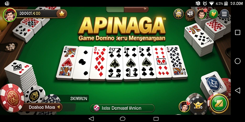 Screenshot gameplay APINAGA yang menunjukkan aksi seru bermain domino.