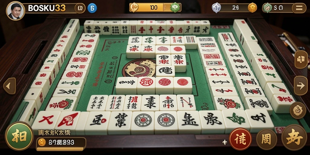 Gameplay BOSKU33 menampilkan strategi Mahjong yang mendebarkan.