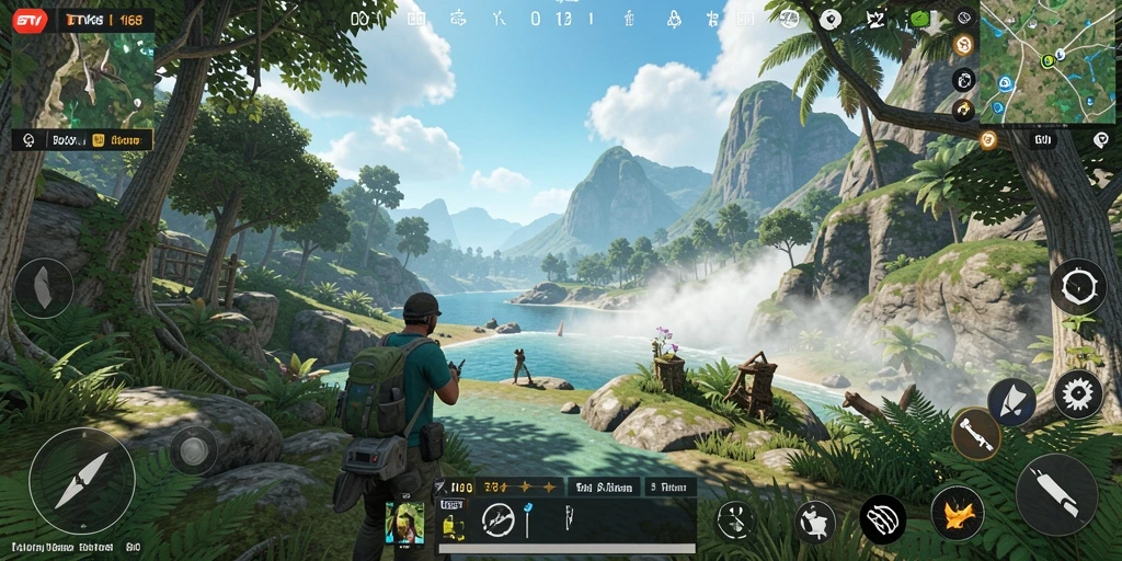 Screenshot gameplay BTV168 menampilkan eksplorasi dunia terbuka yang luas.