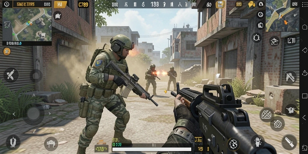 Screenshot utama C789 menampilkan aksi seru dalam medan perang TPS.
