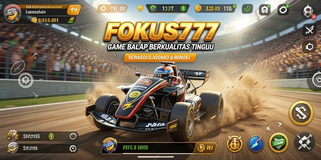 Tampilan gameplay balap yang mendebarkan di FOKUS777.