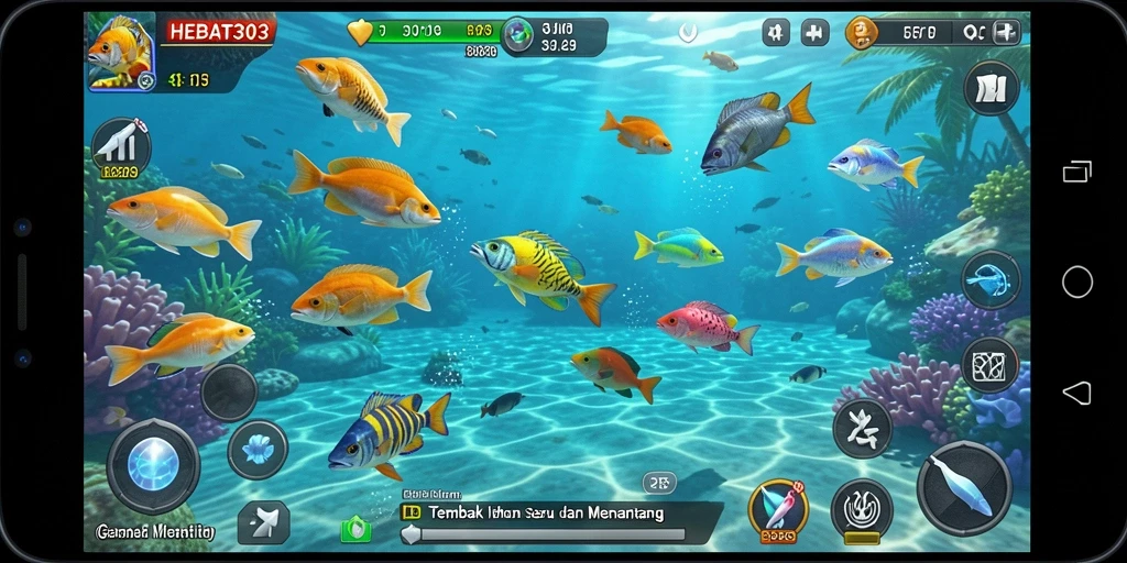 Tampilan gameplay HEBAT303 yang penuh aksi dan unjuk keterampilan menembak ikan.