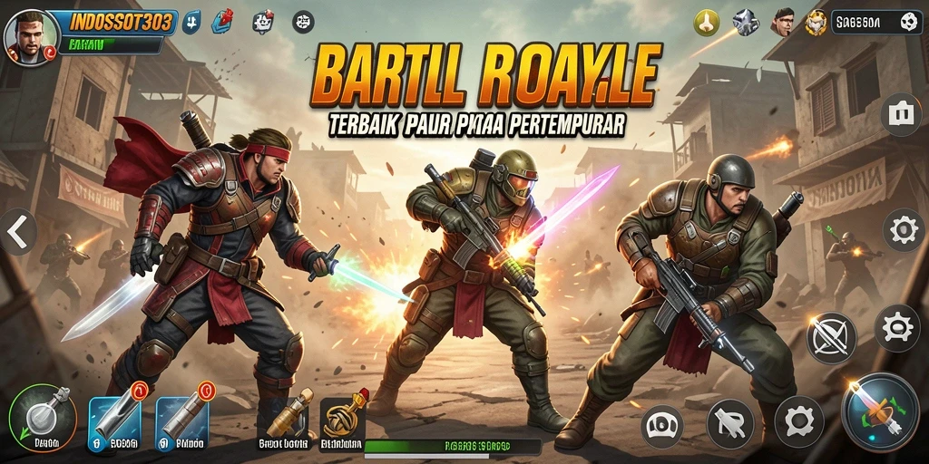 Tampilan menarik gameplay Battle Royale INDOSLOT303 saat pertempuran berlangsung.