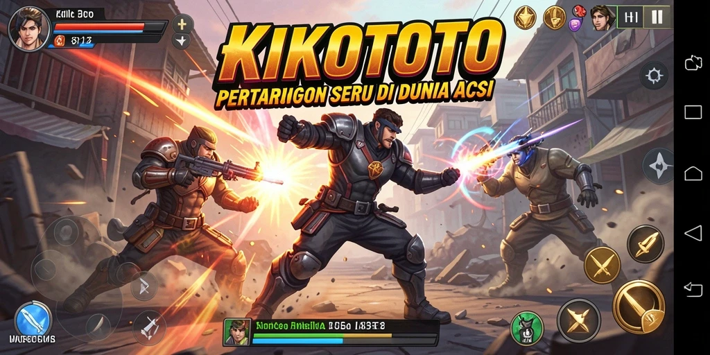 Gameplay KIKOTOTO menampilkan aksi pertempuran yang intens dan seru.