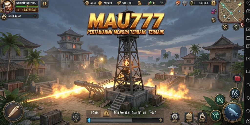 Tampilan gameplay MAU777 yang menegangkan dalam pertarungan Tower Defense.