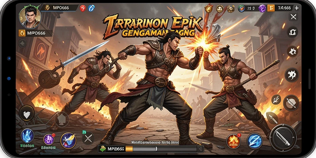 Screenshot MPO666 menampilkan aksi pertarungan yang mendebarkan dan karakter yang menarik.