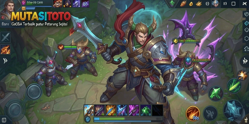 Tampilan seru gameplay MOBA di MUTASITOTO dengan pertarungan intens.
