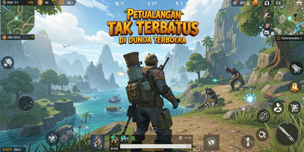 Tampilan menarik dari gameplay RK77 di dunia terbuka.
