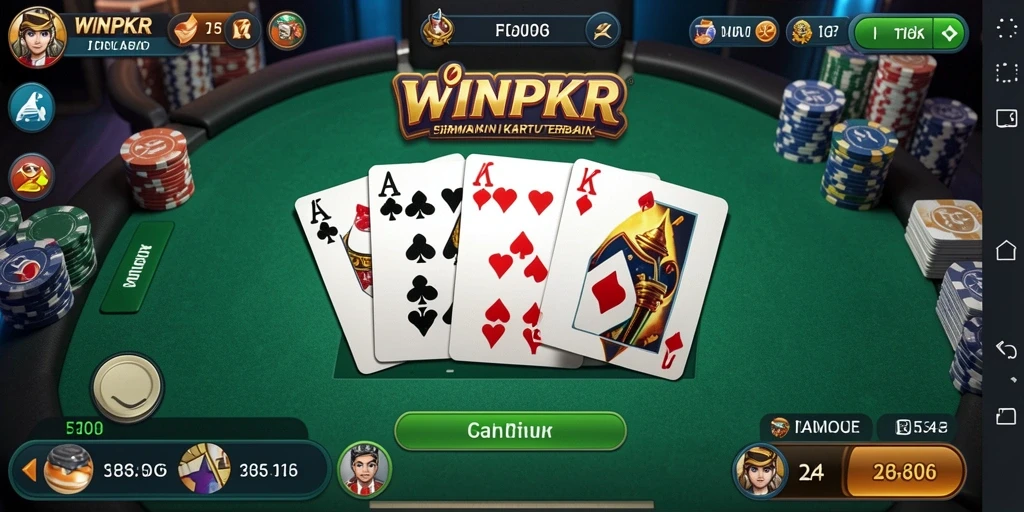 Tampilan gameplay menegangkan dari WINPKR saat bermain poker.