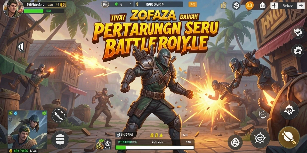 Screenshot gameplay ZOFAZA menampilkan aksi seru Battle Royale.